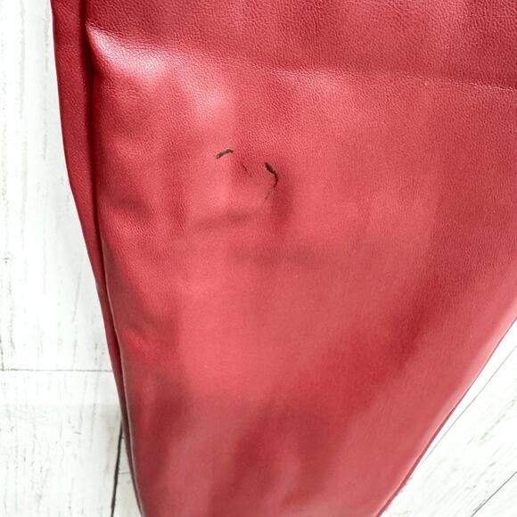 Zara Pants Women Size Small Red Faux Leather High Rise Skinny Zip Fly Pockets - Picture 5 of 8